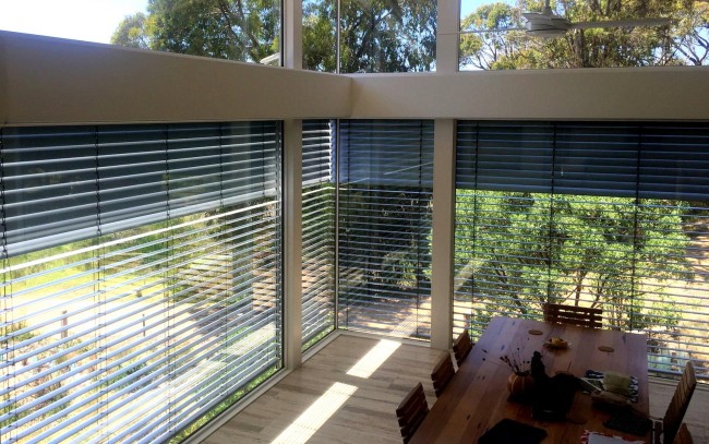 white gloss external Venetian blinds